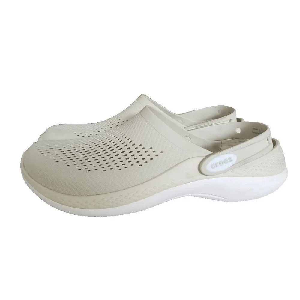 Crocs LiteRide 360 Clogs Men's Sz 9 Women's Sz 11 Beige Slip-on Comfort Sandals